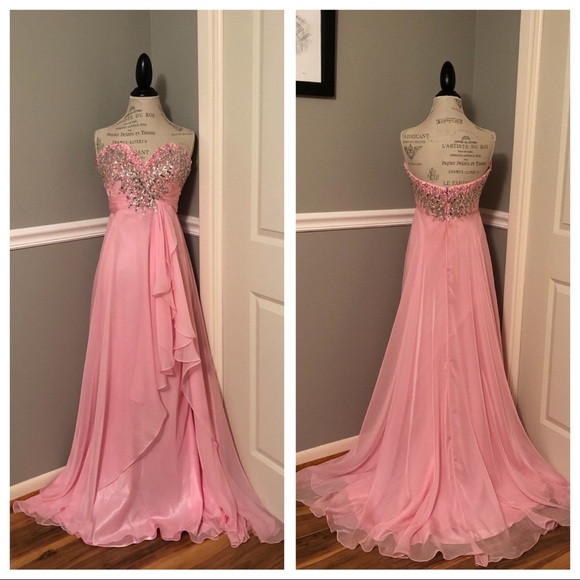 Sherri Hill Dresses & Skirts - SHERRI HILL PINK JEWELED STRAPLESS BALL GOWN
